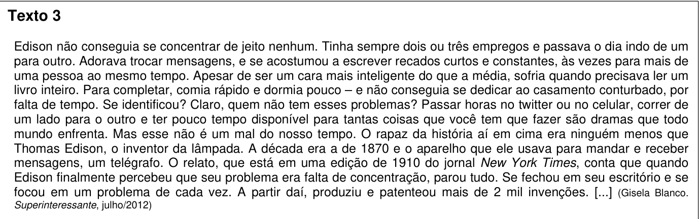 Texto 3 — relato sobre Thomas Edison (Superinteressante)