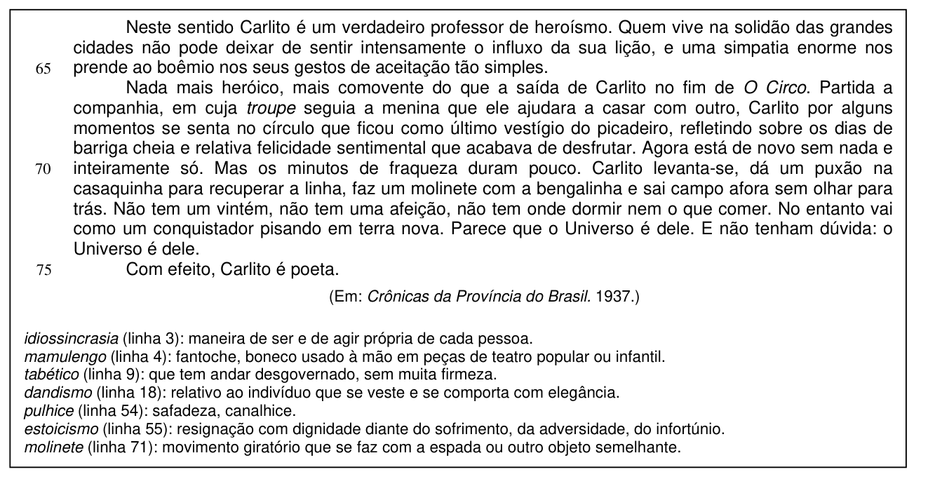 Texto 1 — crônica de Manuel Bandeira sobre Chaplin e Carlito