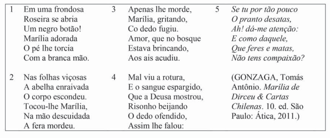Lira de Gonzaga (questão 24) — lira de Marília de Dirceu sobre a abelha e o Amor